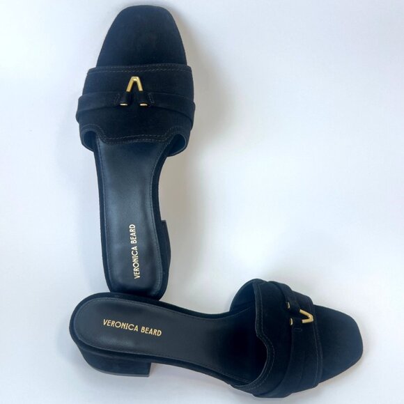 Veronica Beard Annette Black Suede Sandals Block Heel Women Size 8.5 - Picture 9 of 10